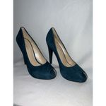 Nine West Peep Toe Dark Turquoise High Heels Womens Sz 10 Leather Upper Photo 5