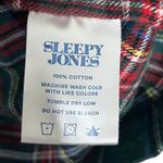 Sleepy Jones Marina Pajama Top Women’s XS Plaid Cotton Flannel 3/4 Sleeve Cozy Green Photo 6