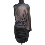 Cache  Pewter Chain 1Shoulder Dress New Lined Dolman Sleeve Event Ruched NWT $188 Photo 3