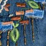 Vintage 90s Embroidered Chambray Denim Shirt Oversized Short Sleeve Heart Floral Blue Photo 10