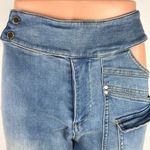 Maniere De Voir Blue Cut-Out High Rise Straight Leg Medium Wash Denim Jeans 10 Photo 3