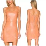 n:philanthropy NWT Nuevo Vegan Faux Leather Mini Dress Camel Zip Back Peach Sz M Photo 4