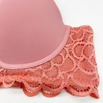 Aerie  Womens 32D Real Good Underwire‎ Bra Coral Pink Lace Molded Cups Push Up Photo 3