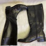 Corso Como Black Women’s Leather Boots Sz 8M Almond Toe Block Stack Heel Logo Photo 5