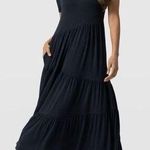 NWOT Saint+Sofia Greenwich Asymmetric Short Sleeve Maxi Dress Flowy Navy Blue Size 10 Photo 0