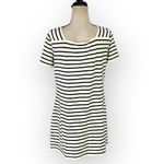 Saint James Tolede Dress Women's 10 Ivory Black Striped Sheath Short Sleeve Photo 2