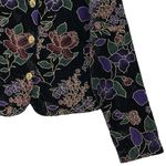 Vintage Black Gold Metallic Velvet Colorful Floral Evening Blazer Size SMALL Photo 5