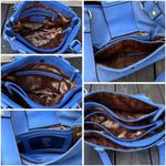 Y2K Blue Tignanello Leather Shoulder Bag Purse w/ Silver Hardware and Turn Lock Photo 5