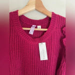 Francesca’s NWT Ruffle Sweater Pink Size M Photo 3