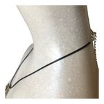 Boho Chic Minimalist Faux Gold Coated Black String Outline Pendant Necklace Photo 7