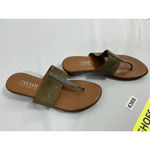 Italian Shoemakers Womans Italian Shoe Makers Slipon Thong Sandals 10 Brown Wedge Heel Rhinestones Photo 1