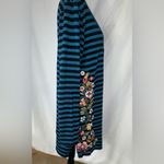 Johnny Was  JW Los Angeles Embroidered Floral Tunic Dress Blue Striped XL Boho Photo 4