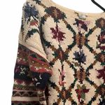 Cape Isle Knitters ramie cotton pullover chunky floral sweater size large Green Photo 2