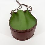 Vintage Tooled Pebbled Leather Drawstring Pouch Metal Heart Green Photo 5