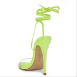 Schutz  Cloe Ankle Wrap‎ Heels Neon Green 7 Clear Toe Strap Open Toe Photo 4