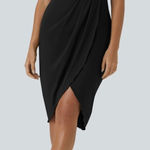 Halara  black athletic dress asymmetrical hem size small Photo 0