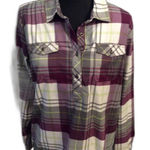 Cabela's Plaid Tunic Large L VNC Purple Gray Black Cabincore Cozy Photo 0