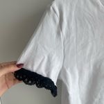 ZARA  White T-Shirt with Black Lace Trim Photo 1