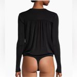 Free People Turnt Surplice-Neck Bodysuit Women's L Black Long Sleeves Pullover Photo 3