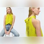 J.Crew  Chartreuse Lace Halter Tie Neck Blouse Size S Photo 8