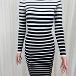 Milly NWT Women's Degrade Striped Bodycon Midi Sweater Dress Black & White Sz P Photo 1