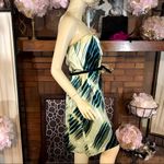 The Limited  GREEN, PURPLE AND BLUE PRINT STRAPLESS SILK DRESS WITH BELT NWT (12) Photo 3