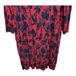 Time & Tru Red Navy Floral Long Sleeve Fall Autumn Dress Casual Size XXXL Holiday Photo 3
