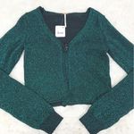 Free People  Emmaline Metallic Green Cardigan Long Sleeve‎ Goth Dark Romantic XS Photo 5