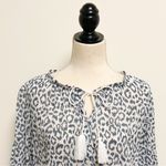 India Collection Emerson Fry White Charcoal Grey Animal Print Bardot Puff Sleeve Photo 1