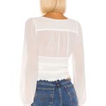 Free People  Solid babydoll Lolita Blouse Long Sleeve Top White ruched smock S Photo 4