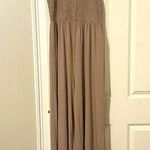 Zenana Outfitters NWOT jumpsuit romper wide leg tan stripe size XL 16-18 flowy smocked Photo 0