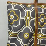 Brighton  Large Tote Buttercup Gray & White 2 Top Leather Straps Charm Canvas Photo 5