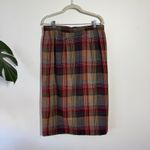 Talbots WORSTED WOOL Midi SKIRT WOMEN 16 Tan Red Plaid Academia Old Money Preppy Photo 1