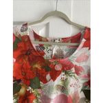 One World  Womens XL Red Poinsetta Blouse Floral Holiday Top Office Photo 3