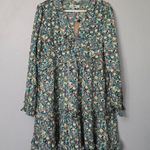 Natural Life Short Sweet Mini Dress Light & Blue Calico Floral Photo 2