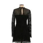 AQUA  Black crochet long sleeve mini dress bell sleeves and high neckline SIZE XS Photo 5
