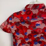 Free Planet NWT $32  Red American Flag Print Button Down S(4) Photo 3