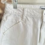 Sonoma  Skirt Denim Fray Release Hem A-Line White 8 Stretch Party Work Trendy Mod Photo 3