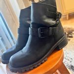ALL SAINTS Black Leather Nubuck Moto Buckle Boots Women’s Size 37 Photo 4
