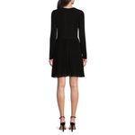 Michael Kors  Pleated Mini Dress Long Sleeve Keyhole‎ Black PXS Photo 2