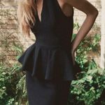 Ganni Eleanor Black Textured Sleeveless Low V Zip Back Peplum Dress Size XS Photo 0