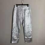 Madewell The 90s Straight Denim Jean Women's 29 Silver Foil Metallic Rigid NWT Photo 5
