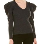 Milly Isabella Puffed Shoulder Ribbed Wool Sweater Long Sleeve Gray Size 2 Photo 10