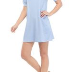 Crown & Ivy  size medium beach clouds pullover dress blue puff sleeves vacation Photo 1