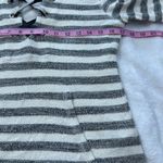 Fifteen Twenty  Gray and White Striped Lace Up Hoodie Sweater Photo 1