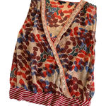 Ted Baker  Layered 100% Silk Sleeveless
Floral and Striped Blouse Women’s Medium Photo 0