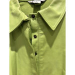 Peter Nygard Collection Lime Green Leather Front Knit Back Sleeves Jacket Large Photo 1