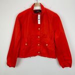 J.Crew  Collection Lightweight Bomber Jacket Relaxed Gold Buttons Red XS NWT Photo 4