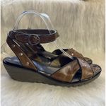 Fly London Leather Ankle Strap Wedge Sandals Studded Brown EU 39 US 8.5 Photo 1