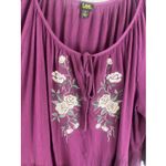 Lee  Plus Friendly Floral Embroidered Boho Peasant Blouse 3/4 Sleeves  Size 1X Photo 2